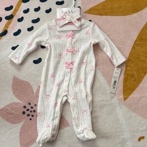 Nicole Miller Pink Bow Baby One Piece - Size 0 to 3 months
